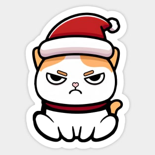 Funny Annoyed Christmas Cat Sticker